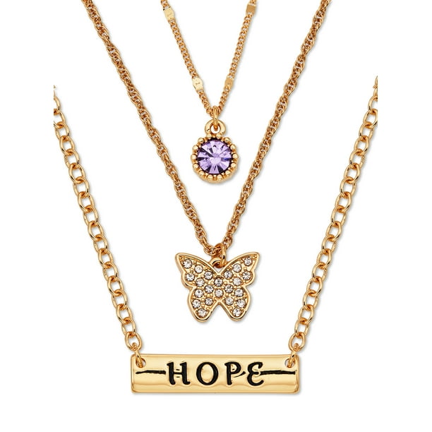 Download Time And Tru Time And Tru Hope And Butterfly Layered Necklace Walmart Com Walmart Com