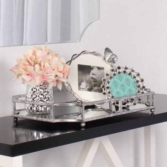 kate and laurel ciel metal mirrored ornate decorative tray