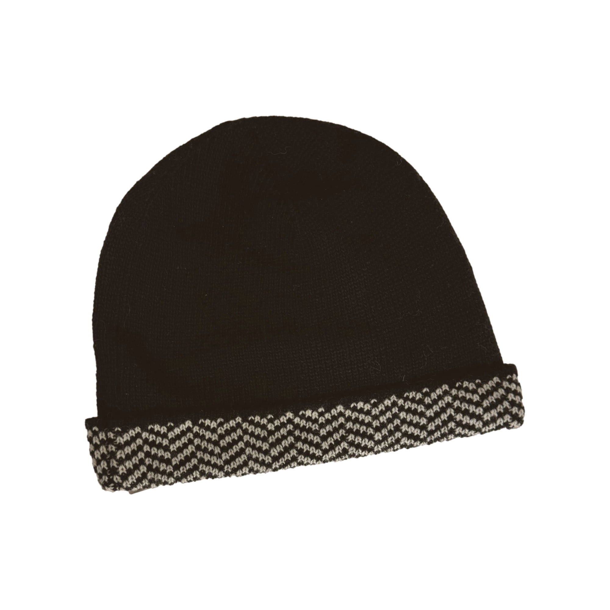 Chaps womens mens black tan zig zag striped cuff beanie stocking cap hat cold weather accessory warm winter outerwear attire style