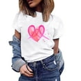 thumbnail image 2 of Honeeladyy Breast Cancer Awareness Shirts Women Pink Ribbon T-Shirts Cancer Fighter Leopard Heart Graphic Tee Short Sleeve Tops #OD-White-XXL, 2 of 4