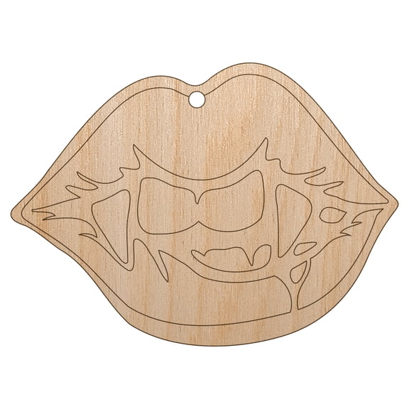 Vampire Lips and Teeth Halloween Wood Holiday Christmas Tree Ornament Unfinished DIY Pre-Drilled Craft
