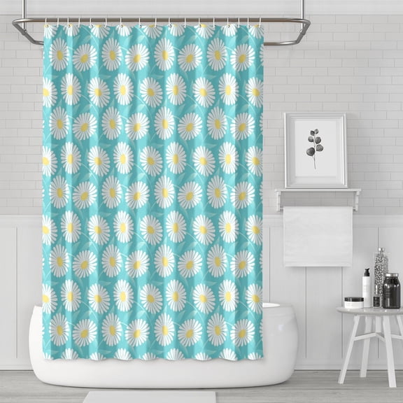 Waterproof Cute Boho Daisy Shower Curtain 72x72 Inch Boho Style Polyester Unique Shower Curtain for Bathroom Hotel Home Decor with 12 Plastic Hooks