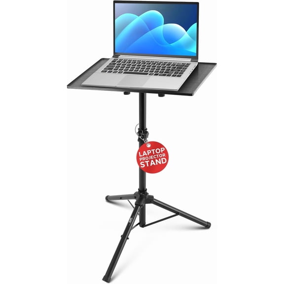 Pyle Projector Stand 28" to 46" Height Adjustable Tripod for Projector, Laptop, DJ Equipment, and More, Portable & Lightweight with Easy Setup, Metal Construction, Adjustable Tray Angle, 20"x16" Inch