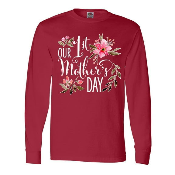 Inktastic Our First Mother's Day- pink flowers Long Sleeve T-Shirt