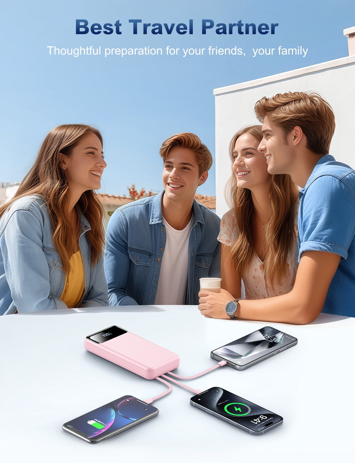 Portable Charger Power Bank 50000mAh Battery Pack, 22.5W Fast Charging PowerBank with Built in Cables,Travel Essential USB-C Portable Phone Charger, Compatible for iPhone Samsung Pixel Android iPad