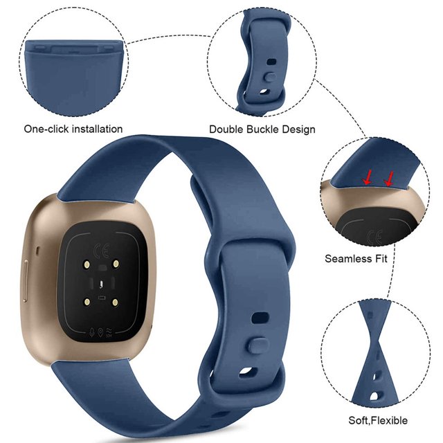 WIFKLSIIPG Bracelet de Montre en Silicone Respirant et Anti-Transpiration, Couleur Unie, Compatible avec Versa 3 et Sense