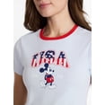 thumbnail image 4 of Disney Women's Mickey Americana Stars and Stripes Graphic Baby Tee with Short Sleeves, Sizes XXS-XXL, 4 of 10