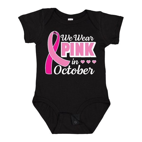Inktastic Breast Cancer Awareness We Wear Pink in October Girls Baby Bodysuit