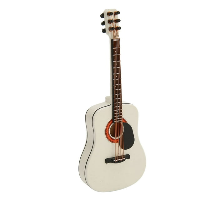 Miniature Guitar, Mini Guitar Toy Rich Details Multi Purpose White With Stand Box For Decoration