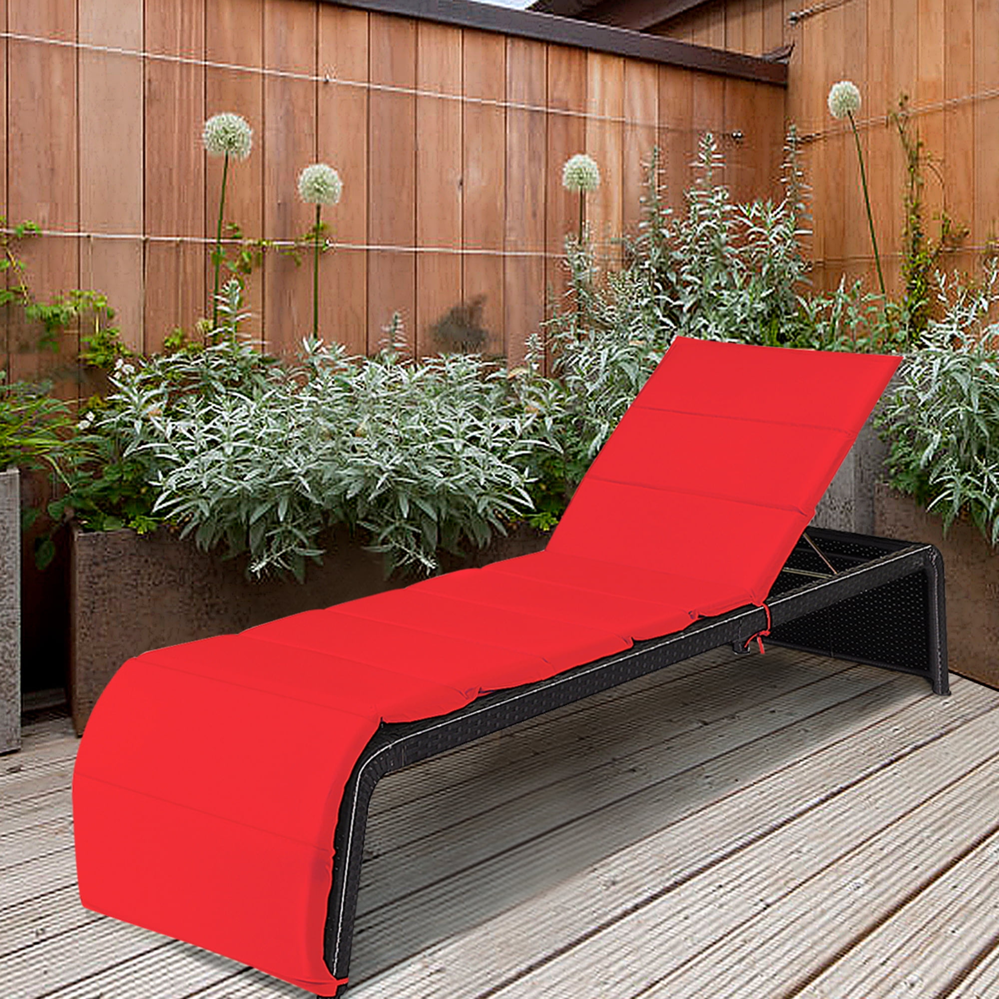 Mainstays Belden Park Cushion Steel Outdoor Chaise Lounge Red Walmart