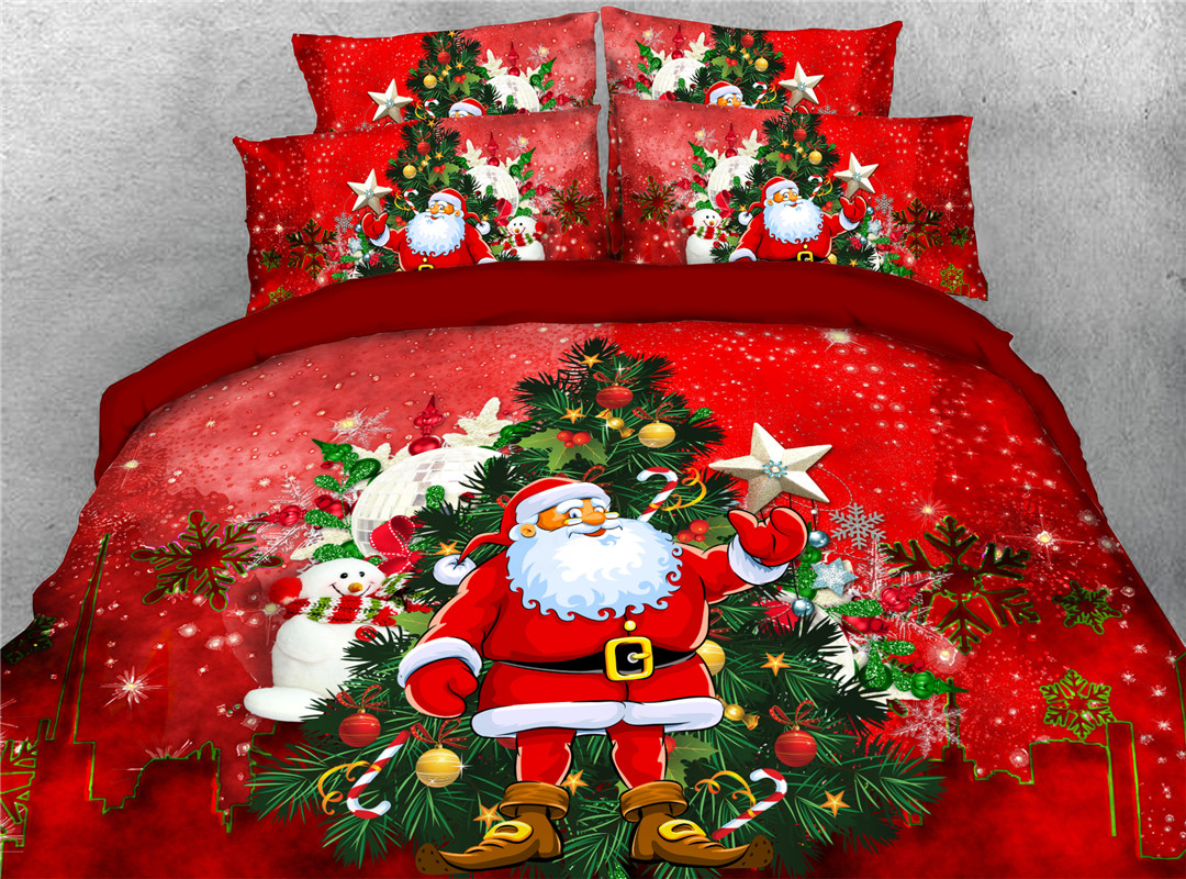 3D Christmas Bedding 5Piece Comforter Sets Santa Claus Reindeer