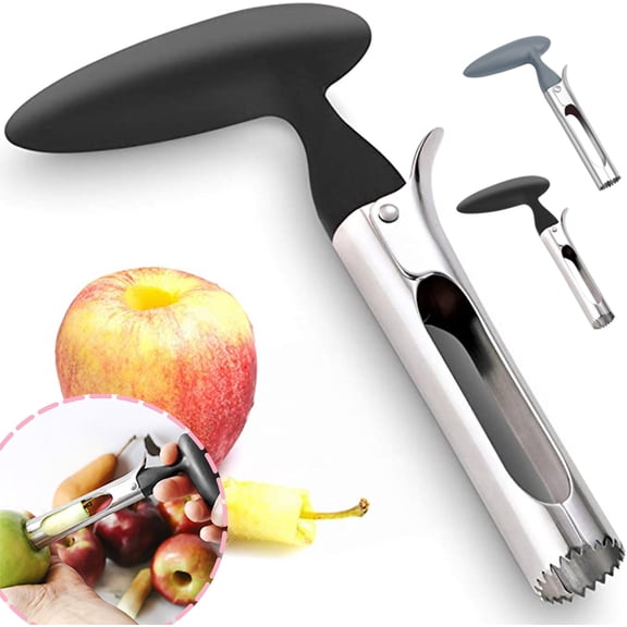 Premium Apple Corer Tool - Easy to Use and Clean - Sturdy Apple Core Remover with Sharp Serrated Blades - Stainless Steel Corers for Apple and Pear - Core Fruits with Ease, Black