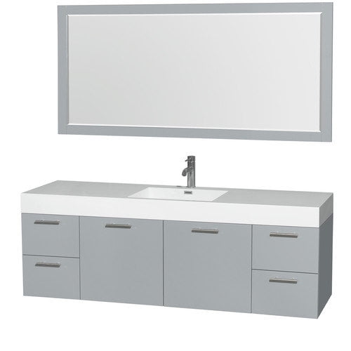 Wyndham Collection Amare 72 Inch Single Bathroom Vanity In Dove Gray Acrylic Resin Countertop Integrated Sink And 70 Mirror Com Wyndham Collection Amare 72 Inch Single, 70 Inch Vanity Single Sink