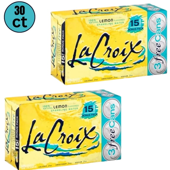 LaCroix Lemon Flavored Sparkling Water, 12 fl oz Cans, 30 Pack