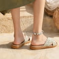 thumbnail image 3 of Abcomgle Women Summer Slippers Bohemian Print Linen Cross Non-Slip Home Slippers Lightweight Open Toe Breathable Flat Indoor Sandals & Slides, 3 of 8