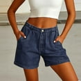 thumbnail image 6 of Yievot Denim Shorts for Women Elastic Waist Button Summer Casual Jean Shorts with Pockets, 6 of 9