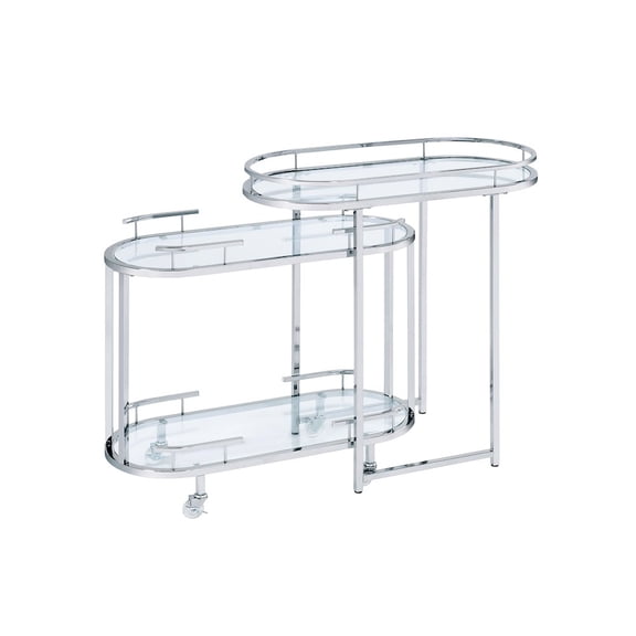 Furniture of America Noehmi Contemporary Metal 3-Tier Serving Cart in Chrome