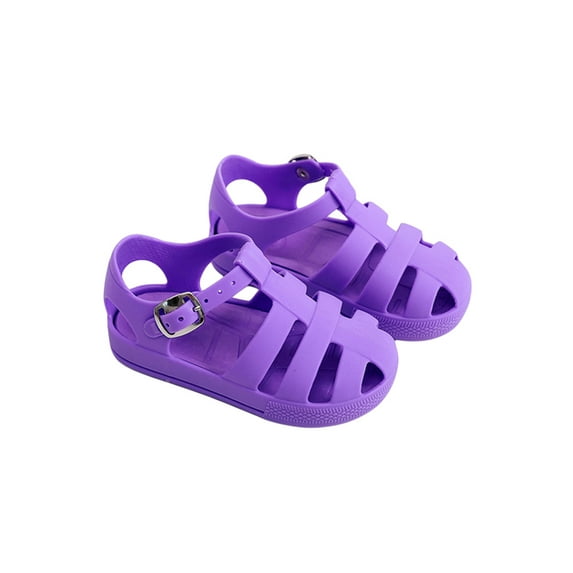Franhais Kids Girls Boys Casual Sandals, Solid Color Hollow-Out Soft Sole Non-Slip Flat Shoes