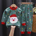 thumbnail image 2 of TOWED22 Toddler Boys Girls Pajama Set 2-Piece Long Sleeve Tee and Pants Kids Fall Clothes Sleepwear Pj Set 3 6 9 12 18 24 Months 2 3 4 5 6 7 8 9 Years(Green,2-3 Y), 2 of 4