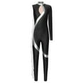 thumbnail image 3 of Kaerm Women Acrobatic Gymnastics Performance Jumpsuit Metallic Shiny Rhinestones Full Body Leotard Black XXL, 3 of 7