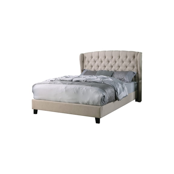 Best Master Furniture Yvette Beige Tufted Upholstered Platform Bed, Queen