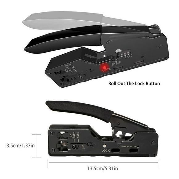 Wire Crimper 6P+8P Hand Cable Stripper Stripper; 6P+8P Wire Steel Crystal Head Wire Pressing Plier Crimping Tool, Black