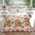 thumbnail image 5 of Vintage Christmas Gingerbread Man Throw Blankets, Beige Red Plaid Soft Fleece Blanket Decorative for Home Sofa Couch Chair Living Bedroom, 32x48 Inches,, 5 of 8