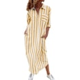 thumbnail image 2 of IUYRTFE Women's Striped Button Down Shirt Dress Long Sleeve Collared Maxi Dress with Pockets Loose Fit Casual Long Gown, 2 of 7