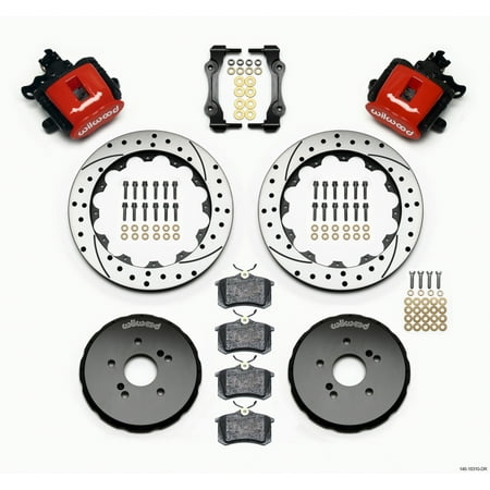 Wilwood Combination Parking Brake Rear Kit 12.88in Drilled Red Honda (Best Turbo For S2000)