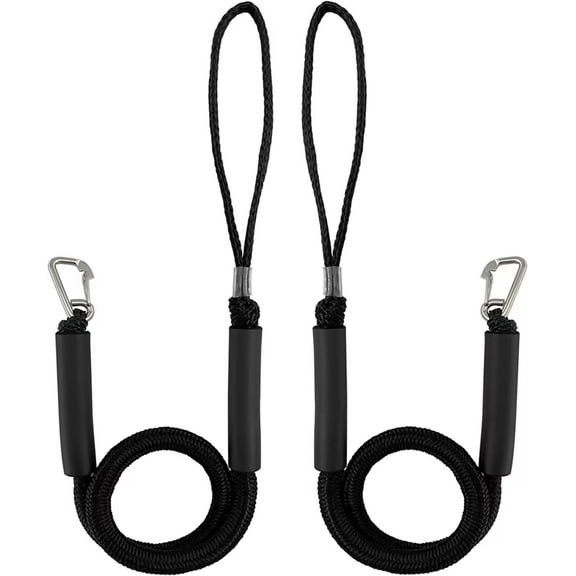 ISURE MARINE 2pcs Bungee Dock Lines with Stainless Steel Hook 4 Feet Bungee Docking Rope Mooring Rope