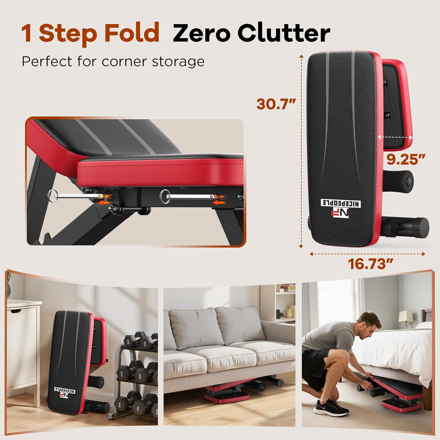 Adjustable Weight  for Home Gym, 660LBS Capacity Workout  with 8 Backrests for Chest Shoulders Arms, Compact and Foldable Strength  for Small Space Apartment Room