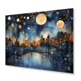 thumbnail image 2 of Designart "Blue Bridge Urban Reflections Pointillism" Architecture Metal Art Print, 2 of 5