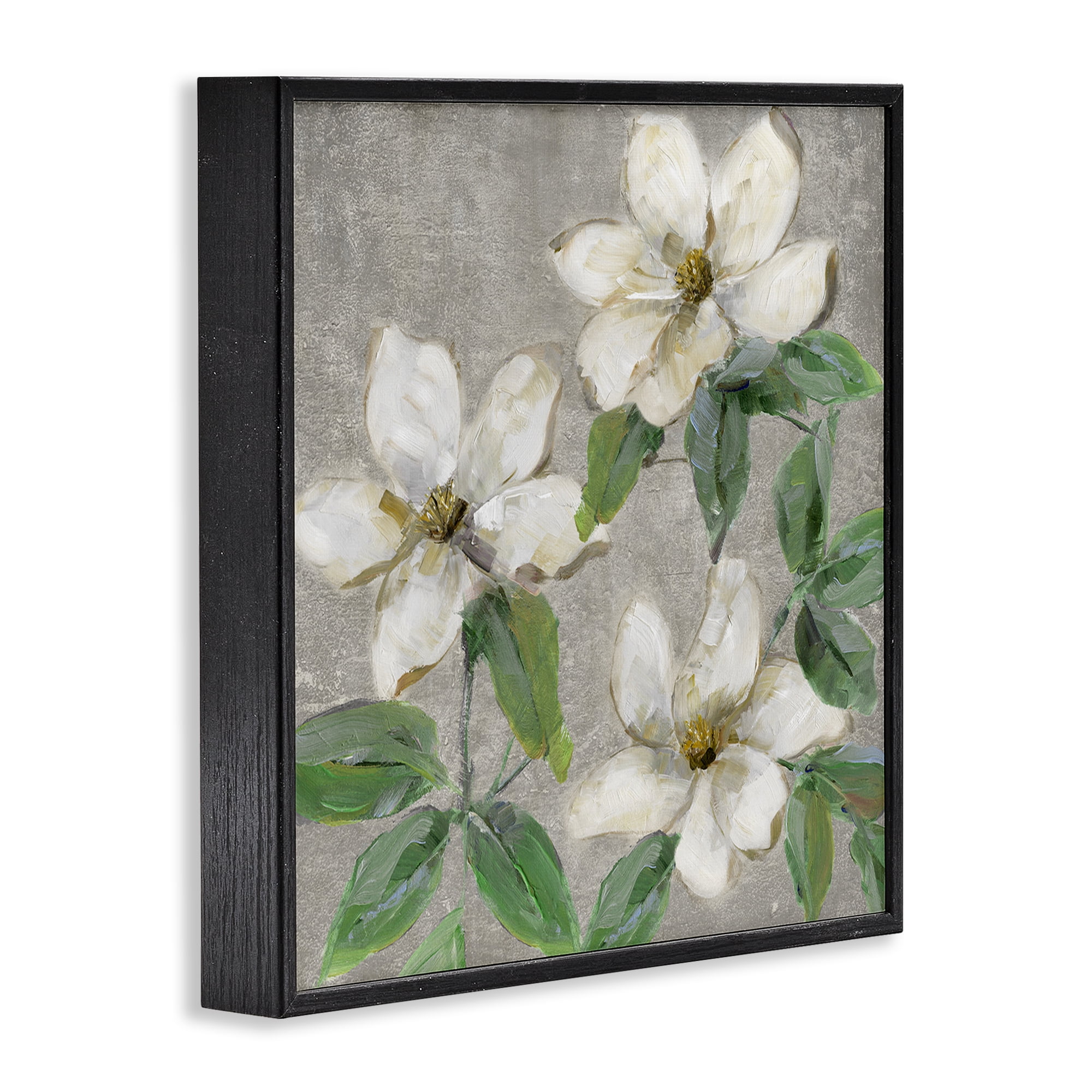 Stupell Industries Ivory Magnolia Trio Black Framed Giclee Art, design by Sally Swatland