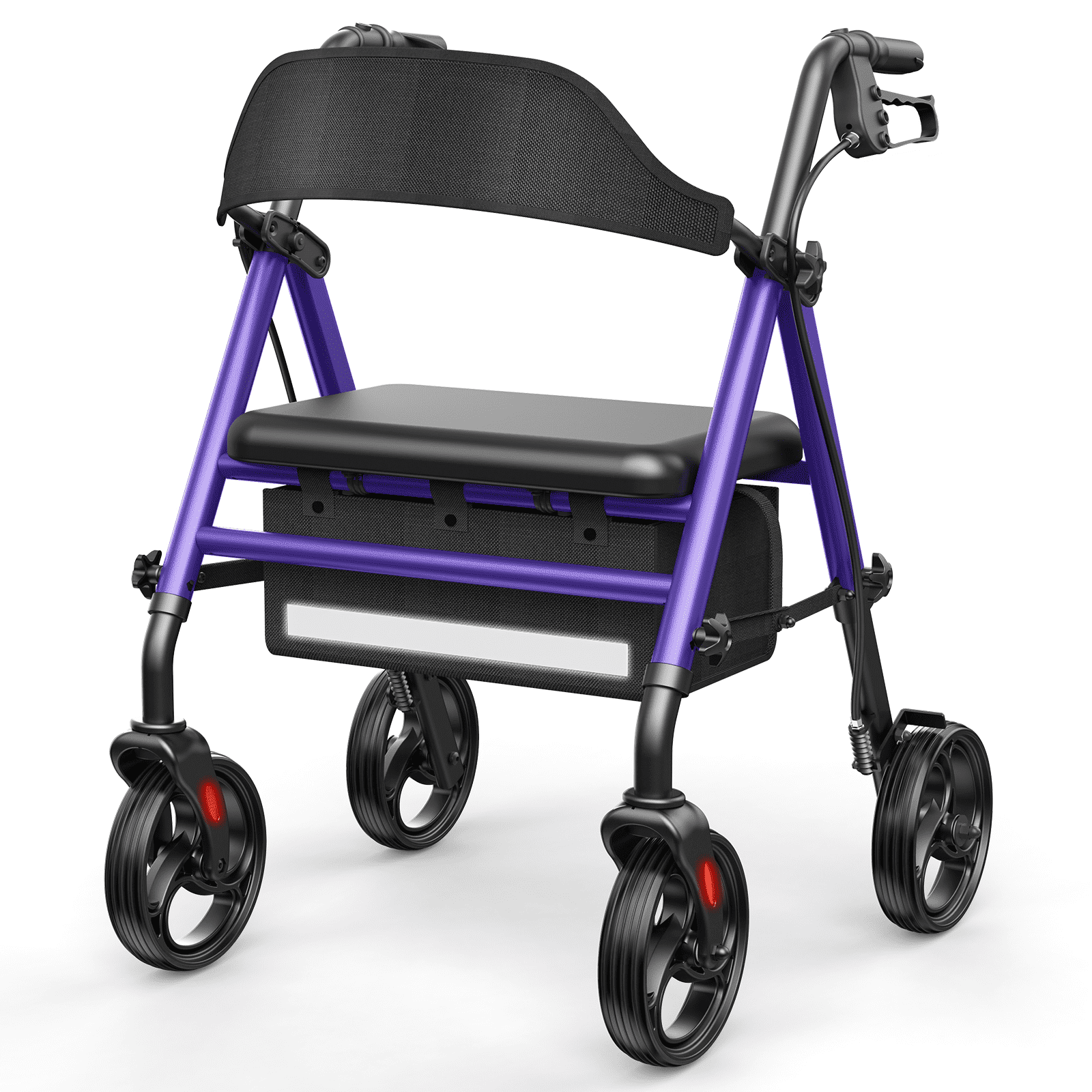 Specared Folding Rollator Walker with 350lbs Heavy Duty, 16" Wide Seat 33"-41" Adjustable Height Lightweight Walkers with Wheels, Purple