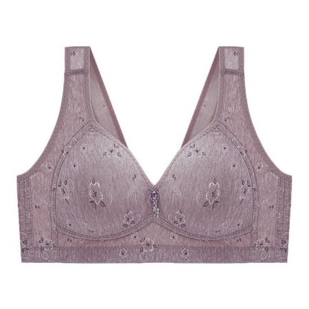 

EchfiProm 2023 Y2K Vibe Women Sexy Plus Size Flower Print Non-Steel Ring Non-Magnetic Buckle Underwear Bras Love Gift