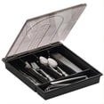 thumbnail image 1 of Countertop Utensil Holder with Lid, Plastic Silverware Tray for Drawer, 5 Compartments Flatware Organizer, 1 of 5