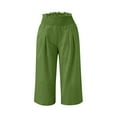 thumbnail image 6 of cocolona Capri Pants for Women Summer Elastic High Waist Ruffle Cropped Pants Fashion Casual Loose Beach Vacation Capri Clothes Green S, 6 of 7