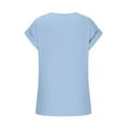 thumbnail image 6 of Raeneomay Oversized T Shirts for Womens Women's Summer Solid Lace V-Neck Bubble Short Sleeve Solid T-Shirt Top, 6 of 6