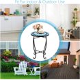 thumbnail image 2 of RELAX4LIFE Side Table Outdoor Mosaic Round 14 Inch W/Glass Table Top and Steel Frame for Patio, Lawn, Garden, Balcony and Home Decor Small End Table (Blue), 2 of 8