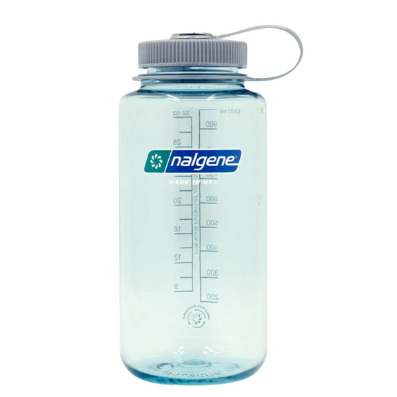 Nalgene Sustain Tritan BPA-Free Water Bottle Made with Material Derived from 50% Plastic Waste (using ISCC certified mass balance), 32 OZ, Wide Mouth, Seafoam