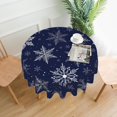 thumbnail image 2 of Christmas Snowflakes Tablecloth, Merry Christmas Table Cloth for Party Decoration, Round 60 Inch, Red Christmas Themed Tablecloths for Dinner Kitchen Party Picnic, 2 of 6