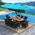 thumbnail image 4 of Costway Ensemble de Salle à Manger en Osier pour Patio 11 Pcs avec Parasol Extérieur Double Face 8 Chaises Empilables, 4 of 9