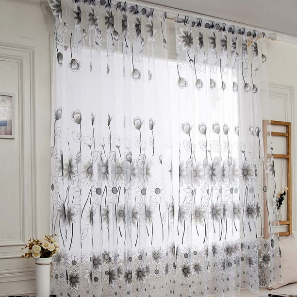 Xihbxyly Cortina de Hojas de Parra, Moderna Tela de Voile, Suave Filtrado de Luz, Elegante Decoración para El Hogar, Acogedora Sala de Estar, Elegante Oficina, Lavable a Máquina, Tamaño 200 X 100 Cm