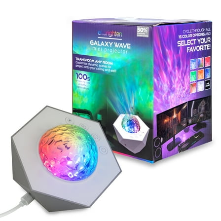Enbrighten Color-Changing LED Galaxy Wave Projector, USB-C Powered, Night Light, 70333