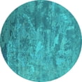 thumbnail image 1 of Ahgly Company Machine Washable Indoor Round Oriental Turquoise Blue Industrial Area Rugs, 7' Round, 1 of 4