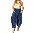 thumbnail image 3 of Biekopu Women Summer Beach Wide Leg Pants,Solid Color Loose Casual High Waist Harem Trousers for Streetwear, 3 of 7