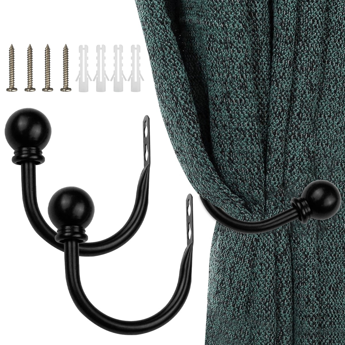 2 Pcs Curtain Holdbacks Metal Tie Backs Curtain Holders for Wall Decorative  Curtain Holdback U Shaped Curtain Hooks Holder with Screws for Home  Accessories 