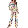 thumbnail image 2 of Garronmavis Flower Women 2 Piece Floral Pajama Set Button Down Long Sleeve Loungewear Soft Pj Lounge Sets Classic Notch Collar Sleepwear with Pockets, 2 of 7
