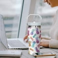 thumbnail image 5 of Pineapple Tumbler with Handle and Flip Straw for Women Men, 30oz Stainless Steel Insulated Cup, Water Bottle Travel Coffee Mug Gifts, 5 of 6