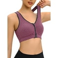 thumbnail image 3 of Women's Zip Front Sports Bra Wireless Post-Surgery Yoga Bras Removable Cups, 3 of 8